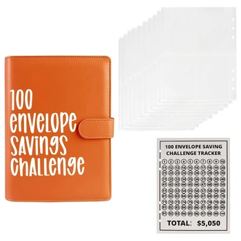 1Set 100 Envelope Challenge Скоросшиватель Простой и увлекательный способ сэкономить 5,050 Задачи экономии Скоросшиватель бюджетных книг с конвертом для наличных