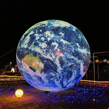 Гигантский надувной земной глобус из ПВХ, воздухонепроницаемая надувная лунная планета, шар, сфера, игрушка со светодиодной подсветкой для подвешивания декора