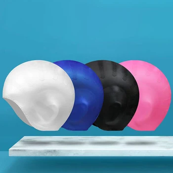 Новая силиконовая шапочка для плавания Водонепроницаемая эластичная шапка для мужчин Женщины Взрослые Дети Длинные волосы Бассейн Шапки Дайвинг Плавание Защита ушей