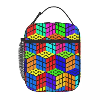 Rubiks Illusion Lunch Tote Сумка для ланча Изоляционные сумки Маленькая термосумка