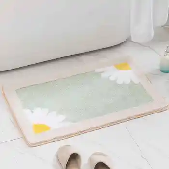  вход в ванную комнату мультяшный ковровый коврик с ромашкой, коврик для противоскольжения в ванной комнате, впитывающий мультяшный коврик для ног в спальне