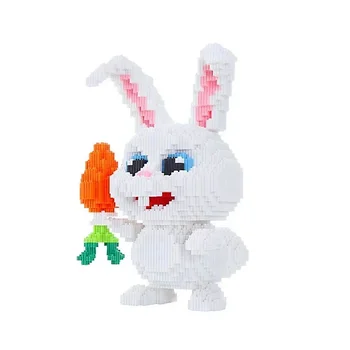 5200 шт. Идеи Аниме Белый Кролик Животное 3D Большая Модель Строительный Блок DIY Мультфильм Домашнее животное Кролик Сборка Строительные блоки Игрушка Подарок