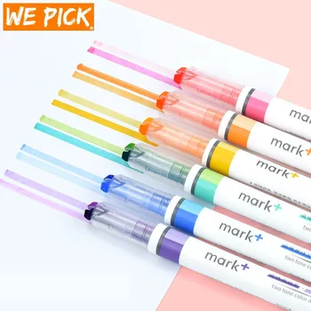 6 Двухцветный двухлинейный маркер Набор 12-цветный светлый флуоресцентный художественный маркер для рисования ручка офисная рабочая канцелярия