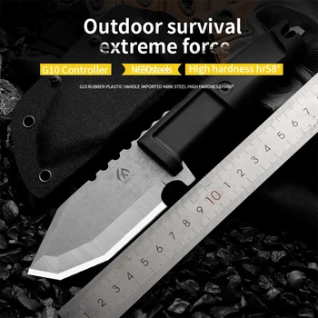 Высококачественный стальной нож N690 с фиксированным лезвием, нож для выживания в дикой природе, мужской подарочный спасательный нож, походный охотничий нож