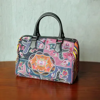 Роскошная дизайнерская сумка-шопер Женская сумка с двойной вышивкой Хлопок лен винтаж Женские модные сумки большой вместимости