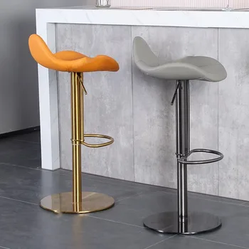 Высококачественные барные стулья Металлический регулируемый водонепроницаемый кожаный дизайн Скандинавский стул Поворотный современный золотой табурете Альто Мебель