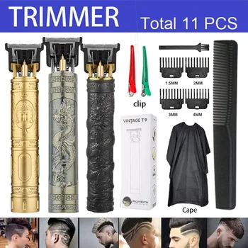  Новый перезаряжаемый T9 Лысая машинка для стрижки волос Электрический триммер для волос Беспроводная бритва Триммер Мужская парикмахерская Машина для стрижки волос