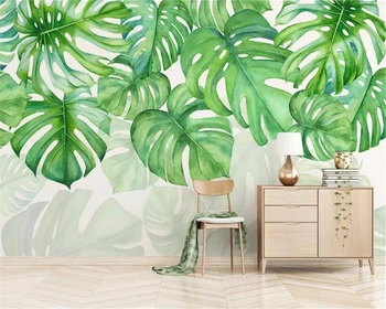 Beibehang Пользовательские 3D настенные обои Тропическое растение зеленые листья Фотообои Гостиная Ресторан Кафе Фон 3D обои
