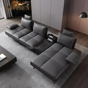 Трехместный диван для дома или офиса Гостиная Европейский секционный диван Набор высококачественных современных кожаных диванов