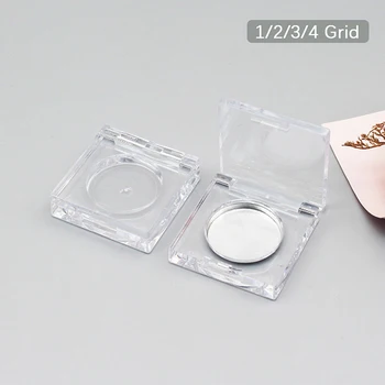  1 шт. Прозрачный мини-квадратный футляр для теней для век с прозрачным колпачком и алюминиевой пластиной 1/2/3/4 сетки DIY Blush Container Makeup Tools