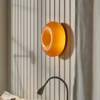 Стеклянный настенный светильник с пончиком оранжевый белый свет для гостиной, спальни, прихожей, балкона, кабинета, внутреннего светодиодного освещения с регулируемой яркостью