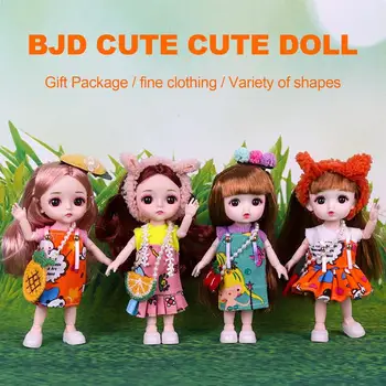 16 см кукла БЖД полный набор 13 подвижных суставных кукол мультяшное платье бжд игрушка улыбка лицо новейшее платье макияж игрушки подарок для детей девочек