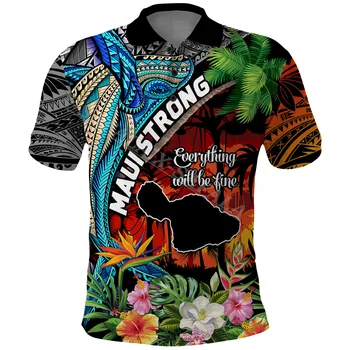 Гавайи Strong Maui Wildfire Puletasi Pray Lahaina 3D-печать Мужская рубашка-поло Качество дышащая гладкая повседневная футболка с коротким рукавом