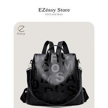 Ezeasy Trend Противоугонный женский рюкзак Высококачественный мягкий кожаный рюкзак для писем Школьные сумки для девочек Дорожный мешок большой емкости
