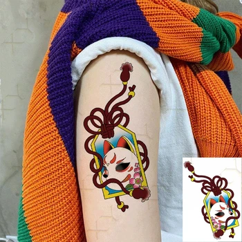 Временная татуировка Наклейка Боди-арт Японский мультфильм Ukiyoe Lucky Cat Water Transfer Fake Tatoo Flash Tatto для Женщины Мужчины