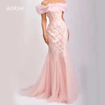 GORGA Аппликации из бисера с открытыми плечами Вечерние платья Саудовская Аравия Тонкая русалка Платье для торжественного случая Платье до пола