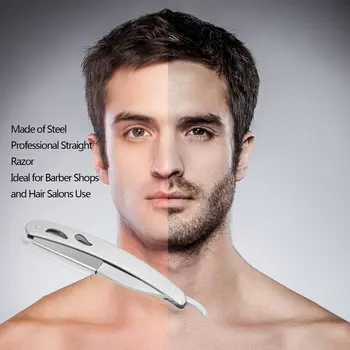 1 комплект Портативные мужские прямые парикмахерские лезвия Стальные бритвы Складной нож для бритья Инструменты для удаления волос с 10 лезвиями Безопасный практичный