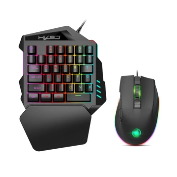 Одна рука RGB Светящаяся подсветка Игровая клавиатура RGB с мышью для ПК