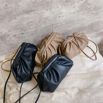2020 Новые женские клатчи для вечерних вечерних вечерних вечерних сумок для женщин Сумка с большими рюшами Кожаная сумка Korea Pouch