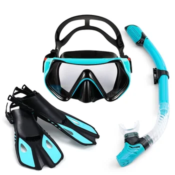 Снаряжение для снорклинга Панорамная широкоугольная маска для подводного плавания Профессиональная маска для дайвинга и трубка Плавники Ласты для снорклинга Флиппер для снорклинга