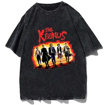 Киану Ривз Винтажная футболка John W Tees 90S Свободные рубашки оверсайз Мода Мужчины Фанатская одежда Качественная хлопковая футболка с коротким рукавом