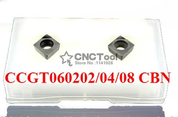 Бесплатная доставка 2 шт. CCGT060202 /CCGT060204 / CCGT060208 Вставки CBN,Алмазная вставка CBN с ЧПУ для токарных инструментов Вставки для SCLCR
