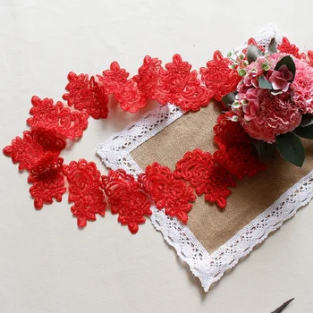 нежная красная ткань для плетения цветов, сетчатая кружевная аппликация, швейное ремесло для свадебного декора, венеция, 2 ярда