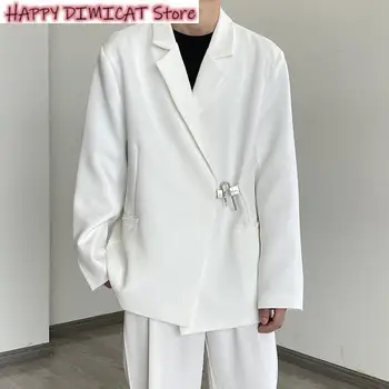 Harajuku Кардиган с длинным рукавом Корейский стиль Мужской повседневный костюм Мода Ниша Дизайн Мужской бизнес Свободные пиджаки Темный