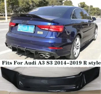 Для Audi A3 S3 2014-2019 R Style Высокое качество из углеродного волокна Задний багажник Губа Спойлер Крыло Крыша Сплиттеры
