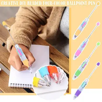 1 шт. Шариковая ручка Creative DIY Bead 4 цвета шариковая ручка Переключаемые цвета чернил Студенческий инструмент Школьный подарок