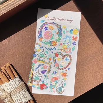 корейский цветочный венок наклейки для изготовления открыток фото украшения ремесленные принадлежности милый мусорный журнал скрапбукинг материал наклейка