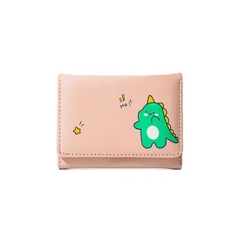  Новый милый мультяшный женский короткий кошелек кошелек кошелек сплошной цвет пуговица тройная сумка для карт pu сумка студент сумка