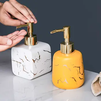Керамический мрамор Бутылка с дезинфицирующим средством для рук Высококачественная бытовая бутылка для снятия макияжа Шампунь Коллекция Аксессуары для ванной комнаты 350 мл