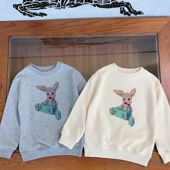 320G свитер высококачественная детская одежда 2023 осень и зима новые вестернизированные свитер из чистого хлопка для мальчиков и девочек с длинными рукавами