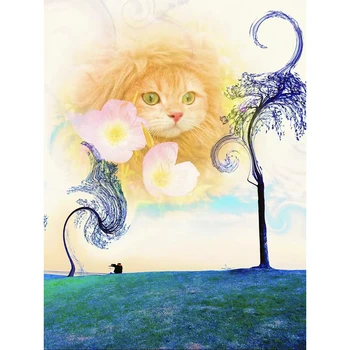 кошка алмазная живопись круглая алмазная квадратная алмазная художественная каракуля кошка небесное дерево цветочное украшение подарок
