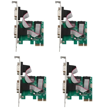 4X PCI-E PCI Express Dual Serial DB9 RS232 2-портовая плата адаптера контроллера Зеленый
