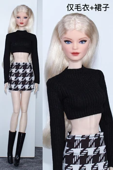 Комплект одежды / черная рубашка с длинным рукавом + юбка с поясом для ласточки / 30 см кукольная одежда костюм наряд для 1/6 Xinyi FR ST Кукла Барби