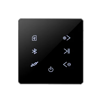 Bluetooth Усилитель в стене USB SD Карта Музыкальная панель Умный дом Фоновая аудиосистема Стерео для отеля Ресторан-Черный