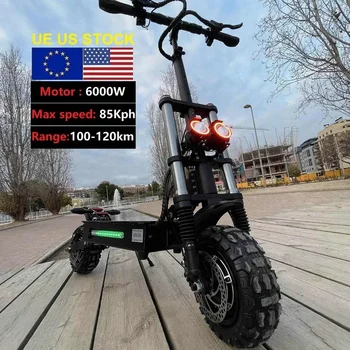  Быстрая доставка E Scooter Мощный 6000 Вт 85 км / ч 11-дюймовый складной Fat Tre Off Road с сиденьем Электрический скутер