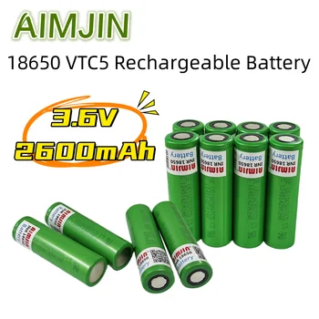 100% оригинальный литий-ионный аккумулятор 18650 VTC5 3,6 В 2600 мАч подходит для электронных сигарет, фонариков и т. Д