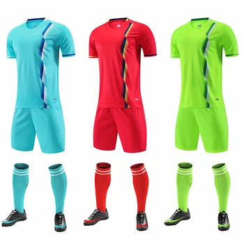 Комплекты футбольных джерси для мужчин Детский футбольный тренировочный костюм Униформа с коротким рукавом Дышащий детский футбольный спортивный костюм Комплекты
