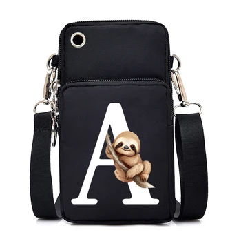 Женская забавная графическая сумка для мобильного телефона Ленивец качается на качелях Многофункциональная сумка-мессенджер Алфавит A-Z Мини-сумки через плечо
