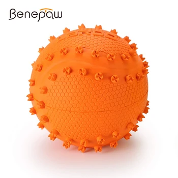 Benepaw Экологически чистый Маленький, Средний Мяч для собак, Встроенный пищалка, Сильные игрушки для щенков, Интерактивный питомец, Жевание, Обучение, Чистка зубов