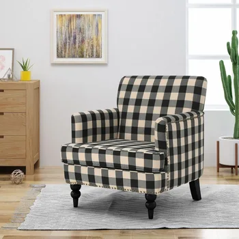 Клубный стул из тафтинговой ткани Стулья для мебели для гостиной Черная шахматная доска Домашний отдых