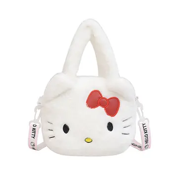 MINISO Плюшевая сумка через плечо для девочек Дети Милые сумки Hello Kitty Модные тенденции Бренд Роскошная дизайнерская сумка через плечо Мини-размер