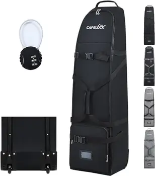  Дорожная сумка для гольфа с колесами и кодовым замком - Прочная ткань Oxford из полиэстера 900D, эластичная молния, размер
