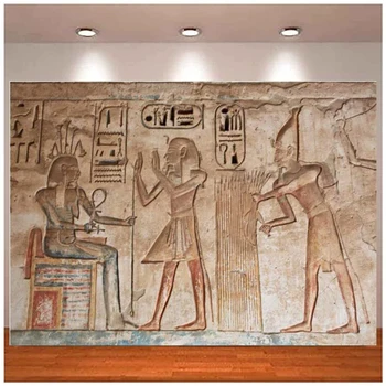 Фотография Фон Древнеегипетские боги и иероглифы в гробнице для украшения вечеринки Фото Баннер Фоновый реквизит
