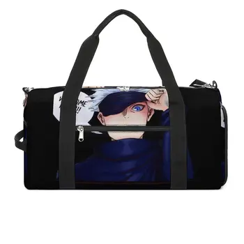 Gojo Satoru Welcome Back Спортивные сумки Jujutsu Kaisen Большая спортивная сумка Портативная мужская женская сумка с рисунком Тренировочная симпатичная сумка для фитнеса