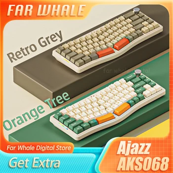 Ajazz AKS068 Трехрежимная механическая клавиатура RGB Беспроводная игровая клавиатура Bluetooth 2.4G Клавиатуры с горячей заменой для ПК Ноутбук Mac
