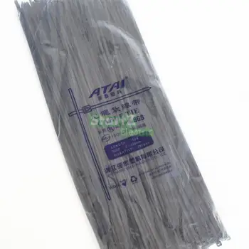 250 шт. 5X400 мм (15,7 дюйма) Черный самоблокирующийся пластиковый нейлоновый кабель стяжка Zip Wire